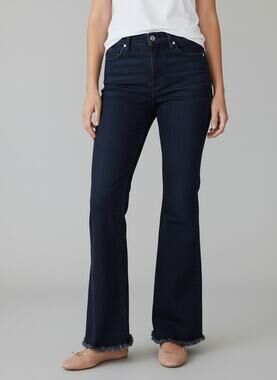 Gap 1969 Authentic Flare Jeans Dark Wash Frayed Hem Women's Size 28